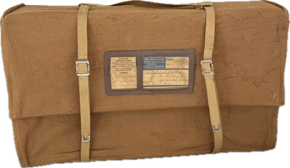 Vintage Canvas Parcel Post Box Straps Postal Ephemera Laundry Mailing Case